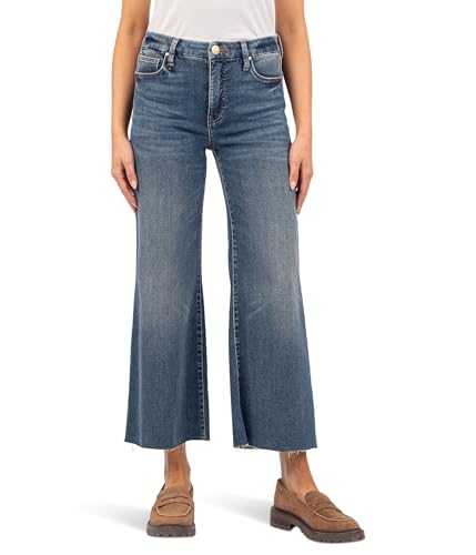 KUT from the Kloth Women's Meg High-Rise Fab Ab Wide Leg Raw Hem in Demure