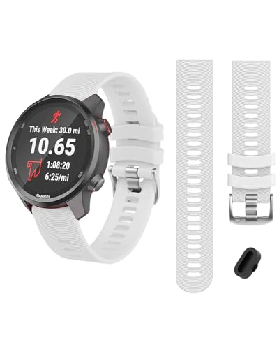 20mm Silicone Watch Bands for Garmin Forerunner 55 165 245 645, 3pcs Sport Band Strap for Vivoactive 6, Vivoactive 5, Venu Sq, Venu Sq 2, Approach S70 Smartwatch (White) - image 1