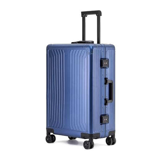 20インチ オールアルミ製機内持ち込みスーツケース(ロック&360度回転ホイール付き) 2点セット(ブラック、20/28インチ)(A1Blue,20'')