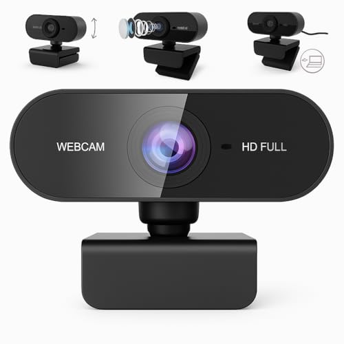 Top 1 Webcam Premium Full HD 1080p com Microfone, USB Plug & Play, Foco Automático – Para PC, Notebook, Zoom, Teams, Meet Sky