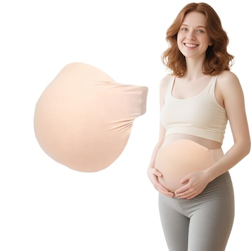 Fake Pregnant Belly, Ultra Lightweight Memory Sponge Fake Baby Bump for Maternity Photo Shoot, Halloween Cosplay, Film Props, Realistic Looking Large Twin Size Belly with Adjustable Strap (5-7 Months)