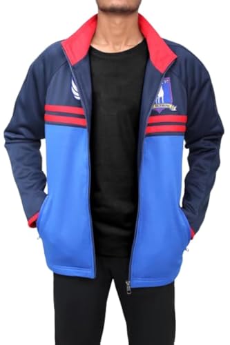 Mens Track Lightweight Football Coach Track Blue Polyester Jacket
