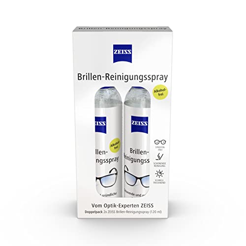 ZEISS Brillen-Reinigungs-Spray Doppelpack mit 2x 120ml Inhalt zur schonenden & gründlichen Reinigung Ihrer Brillengläser - alkoholfrei