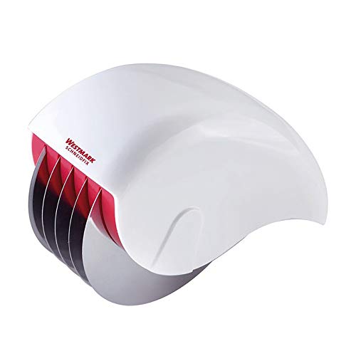 Westmark Hachoir à Fines Herbes /Rouleau de Coupe, avec 5 Roues de Coupe affûtées, longueur : 15 cm, acier inoxydable/plastique, blanc/rouge, 10682260