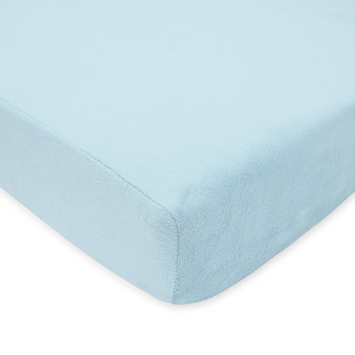 American Baby Company Heavenly Soft Chenille Fitted Crib Sheet 28' x 52', Warm and Cozy Neutral Chenille Sheet, Blue, for Boys and Girls, Fits Crib...