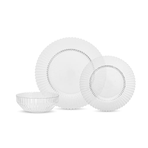 FORTESSA Archie Tableware, 12-Piece Glass Dinnerware Set with 4 Dinner
