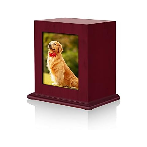 NEWDREAM:Pet Wood Memorial Urn for Ashes Photo Frame Keepsake Box for Dog Cats Pet Photo Frames Cat Dog Memory Box Peach Heart Memorial Urn Pet Urns (red) Cover