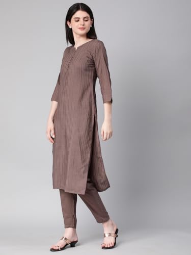 Image of Hritika Self Design Viscose Rayon Kurta & Trousers Set (HRKB0048)