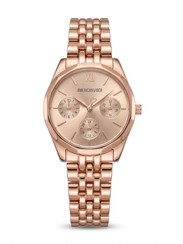 Image of AMERICANVIBER Rose Gold Women Watches | Girl Watch | Watch for Women | Diamond Studed | Premium Design | Trendy Fashionable | Under 499