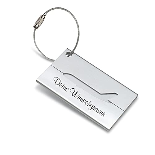REFLECTS Kofferanhänger Lenexa mit Gravur für Vielflieger personalisiert Flugzeug Namensschild Cover
