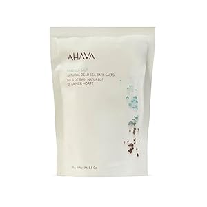 AHAVA Dead Sea Mineral Bath Salt- Intense Relaxation for Body & Mind, Elevates Moisture, Softens & Eases Sore Muscles, Enriched by Exclusive Dead Sea Salt & Osmoter, 8.5 Oz.