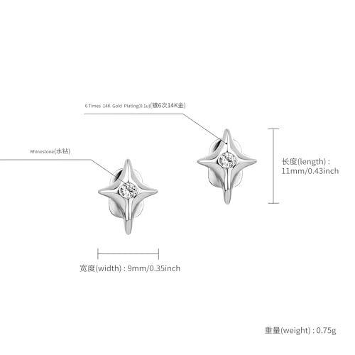 Generic 2PCS Gold Plated Silver Diamond Star Hip Hop Grillz Tooth Cap Top or Bottom Wear for Men and Women2