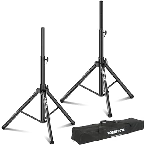 Vondynote Tripod Speaker Stands Pair PA DJ Heavy Duty Speaker Stands Adjustable Height 36.6"-54.9" Tripod Stage Stands with a Carring Bag, All Steel Construction Cover