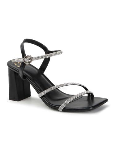 Image of Carlton London Women Stylish Sandal Having Buckle with Block Heels, Square Toe for Party and Any Occasions