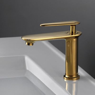 Mélangeur lavabo noir et or moderne pour une rénovation de salle de bain réussie