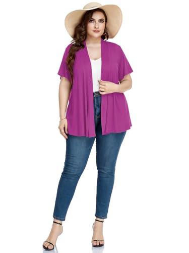 Image of LARACE Short Sleeve Cardigans for Womens Summer Tops Casual Plus Size Open Front Lightweight Cover Up