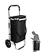 Ribelli Einkaufstrolley schwarz Polyester hochwertiger Aluminium Rahmen – Einkaufsroller klappbar – Seitentaschen, große Tasche mit Reißverschluss und Eistasche - als Tragetasche nutzbar – bis 45 kg