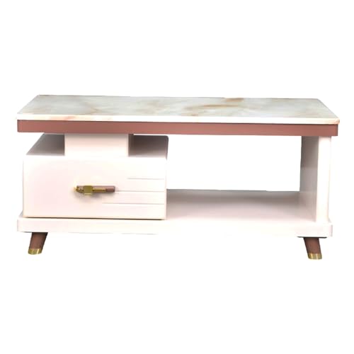 Image of Royaloak Melaka Malaysian Marble CoffeeTable | Italian Art Marble CoffeeTable | HDF with High Gloss Reflective Finish | Ample Storage | CoffeeTable with Seating | Modern Coffee Table | Durable