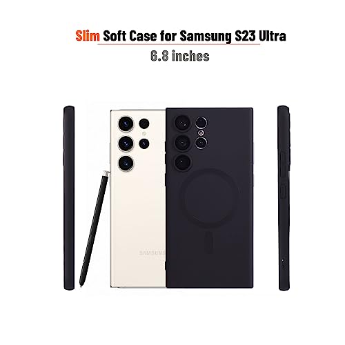Image of Yetagso for Samsung Galaxy S23 Ultra Case,Soft Silicone Samsung Galaxy S23 Ultra Phone Case with Camera Protection,Anti-Scratch Samsung Galaxy S23 Ultra Case Compatible with MagSafe, Black