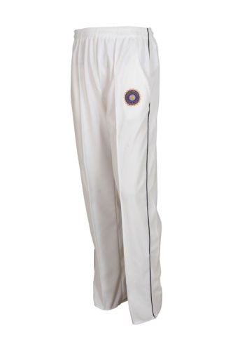 WHITE CRICKET TROUSER WITH INDIA TEST LOGO ADULTS MEDIUM MENS 32-34 INCH WAIST