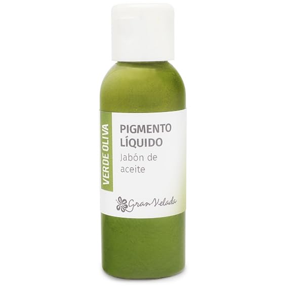 Pigmento Liquido Verde Oliva para Jabón de Aceite | Fácil de Usar | Estable | Ideal para Jabones Artesanales en Frío y Caliente | 50 ml