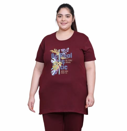 Image of In Love Women's Plus Size Longline T-Shirt with Side Pocket, 3 /4 Sleeve, Crew Neck