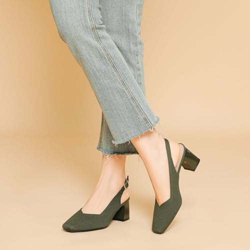 Slingback Heels for Women Closed Square Toe Pumps Block Heel Party Dress Shoes2
