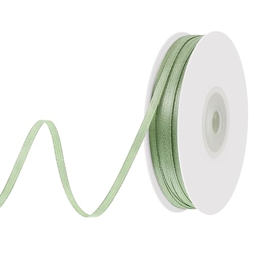 woric 91 m Schleifenband Grün, 3 mm Geschenkband Grün Satinband Dekoband Band Grasgrün für Geschenkverpackung Basteln Deko Hochzeit Geburtstag