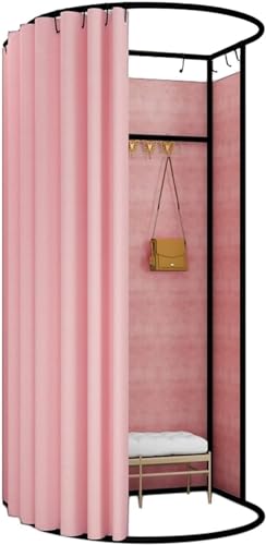 LoiYtrd Estante de exhibición, partición de Vestuario for Bar, Fiesta, Centro Comercial, Vestuario Temporal con Cortinas de privacidad for sombrilla(Pink,85x80x200cm)