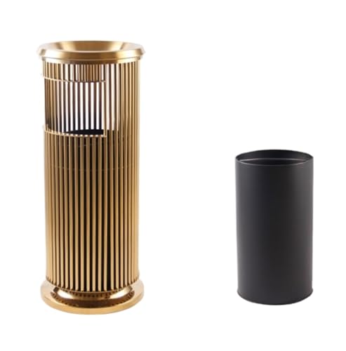 Cubo de basura para exteriores con cenicero, cubo de basura vertical para hotel, KTV, ascensor, cubo grande de cocina con contenedor interior separado, cubo de basura de color dorado para uso