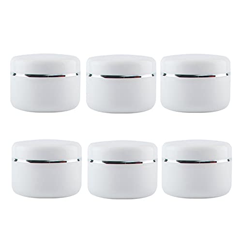 Paquete de 6 frascos Redondos de plástico Blanco vacío 100 ml con Forro Interior y Tapa de Rosca rellenables para Crema Facial Sombra de Ojos bálsamo Labial Loción contenedor de Almacenamiento