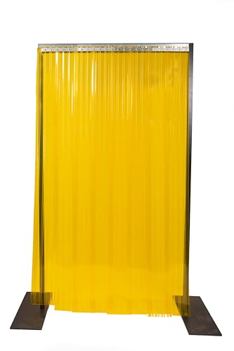 Image of PVC Strip Door Curtain Kit - 42 inch (3 ft 6 in) Width x 84 inch (7 ft) Height - Yellow Anti-Insect Infused with Citronella - 8 inch Wide x .08 inch Thick PVC Strips, 50% Overlap - NSF & USDA Approved - Made in USA