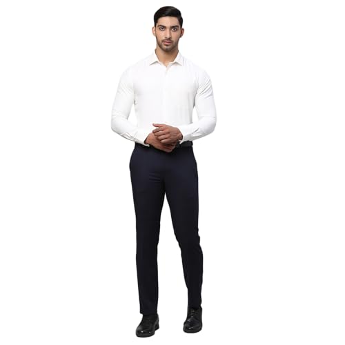 Image of Park Avenue Men Cotton blend Slim Fit Structure Pattern Semi Cutaway Collar Formal Shirt