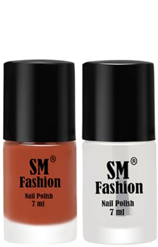 Image of Long Lasting Nail Polish | Nail Paint Combo 7 ml Each) - Set of 2 Light Coral-Top Coat