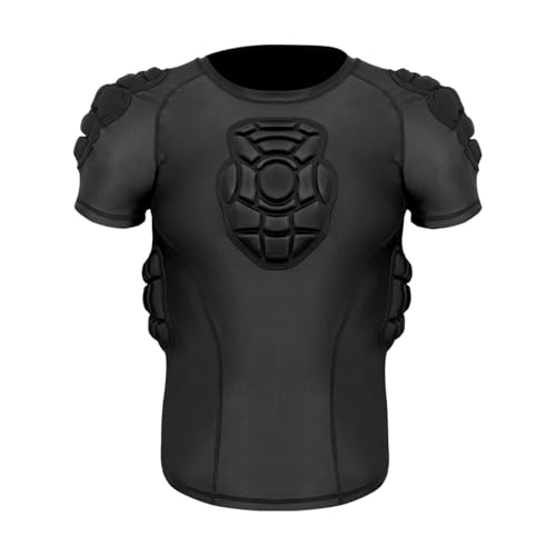 QSTDGVPW Men Padded Proctective Shirt Compression Rib Protector Shirt Protect Gear for Games Soccer Outdoor Activities, XXL