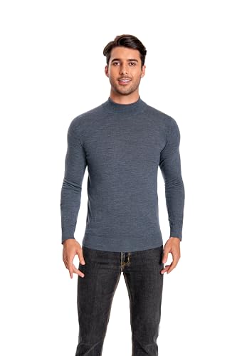 Men's 100% Extrafine Merino Wool Long Sleeve Mock Neck Pullover3