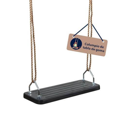 HUDORA Columpio de Tabla Negro - Asiento de Columpio de Goma - Certificado por TÜV Rheinland/GS con Cuerdas Ajustables en Altura - para Niños & Adultos hasta 100 kg HUDORA Columpio de Tabla Negro - Asiento de Columpio de Goma - Certificado por TÜV Rheinland/GS con Cuerdas Ajustables en Altura - para Niños & Adultos hasta 100 kg