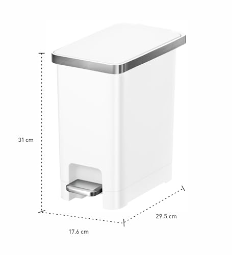 Image of Obsessions EKO 10L Plastic Step Bin with Pedal, Waste Storage Trash Can, White
