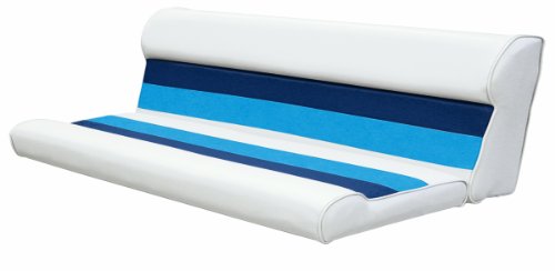 Wise 8WD106-1008 Deluxe Series 55" Pontoon Bench Seat Cushion Set (Base Required to Complete), White/Navy/Blue