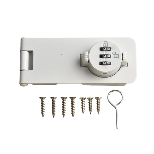 Serratura a combinazione a 3 cifre per armadietti, senza chiave, con pomello, serratura per una conservazione sicura (bianco)