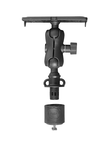 KUNPENG Universal Fish Finder Mount Round Base, 360° Rotation Ball-Mount Fish Finder Bracket for Marine Boat, Kayak, Pontoon and Canoe, Installs in M6 Single Hole or Slide Rail