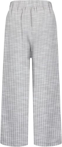 Women's Linen Pants, Side Stripe, Elastic Waist, Straight Leg, Summer Beach Vacation4