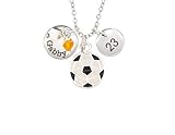 Soccer Necklace - Personalized Name, Number, Team Colors - Laser Engraved Stainless Steel Discs - Cu