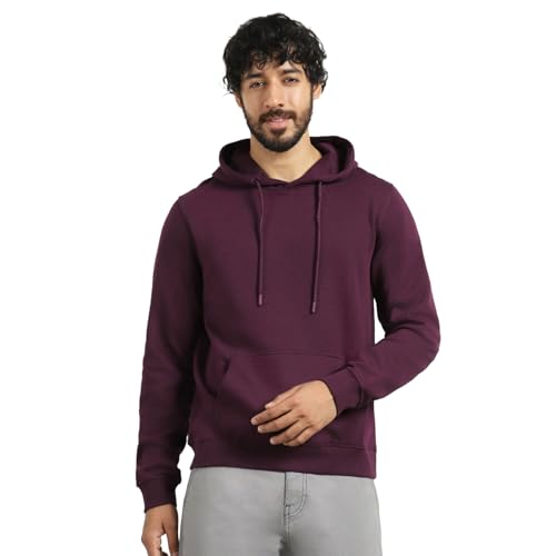 Image of Nobero Hoodies for Man | 280 GSM Rich Cotton Fleece Solid Hooded Full Sleeve Sweatshirt for Man | Stylish Casual Wear Winter Hoodies for Men