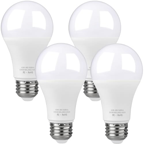 Garage Door Opener Light Bulb, 4000K, White,Garage Door Light Bulb for Chamberlain Genie Craftsman and LiftMaster Openers - LED Bulbls with E26 Base, 9 W (4PCS Bulbs)