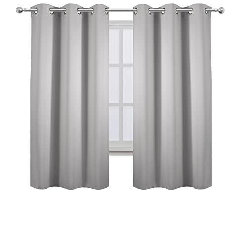Image of LEMOMO Light Grey Blackout Curtains 34 x 63 Inch Length /Set of 2 Curtain Panels /Thermal Insulated Room Darkening Blackout Curtains for Bedroom