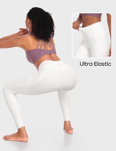 Heathyoga Leggings with Pockets for Women Tummy Control High Waisted Yoga Pants Women Compression Workout Leggings Bone - Thumbnail 5
