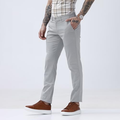 Image of BASICS Premium Cotton Stretch Formal Trousers for Men | Office Pants