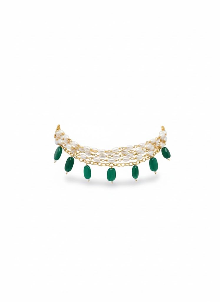 Pearl & Green Stone Choker Necklace for Women-image-38