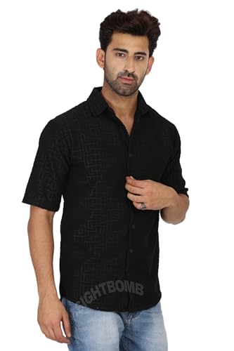 Image of SIGHTBOMB Suede Textured Soft Touch Fitted Shirt for Men